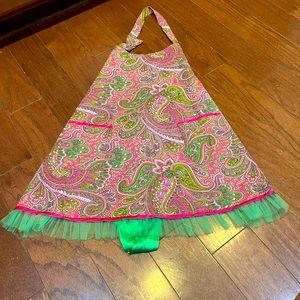 Valcooks Pink Green Print Baking Cooking Apron